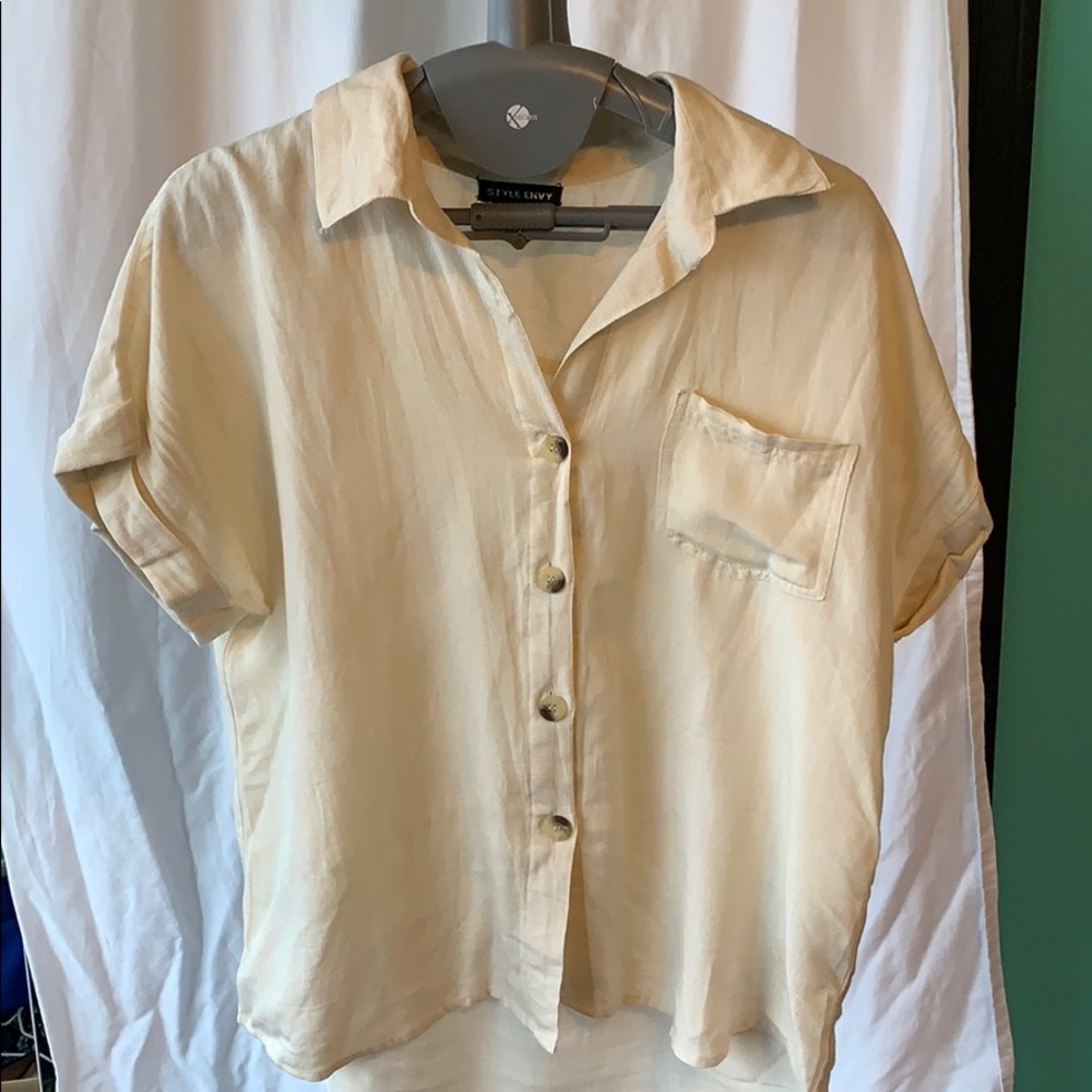 Beige button down blouse